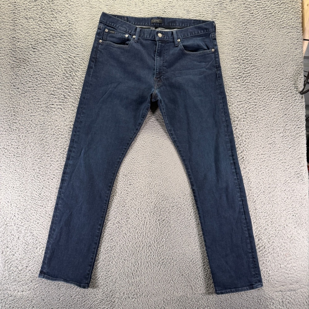 Polo Ralph Lauren Varick Jeans Men 36x32 Blue Cotton Denim Straight Slim Stretch